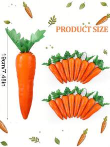 Conjunto de 3/6 cenouras artificiais realistas para decoração de Páscoa, ideais para festas, cozinhas, mesas, paisagismo, sacolas de presente, cestas e como adereço para fotografia. - Multicolorido - Ver 10