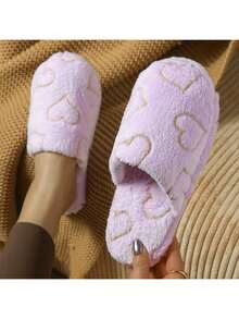 Dép nữ Purple Heart, dép đi trong nhà đế mềm, mềm mại và bền chắc, thích hợp cho mùa thu/đông, dép cho sinh viên ký túc xá, dép đôi. - Màu tím - Xem 9