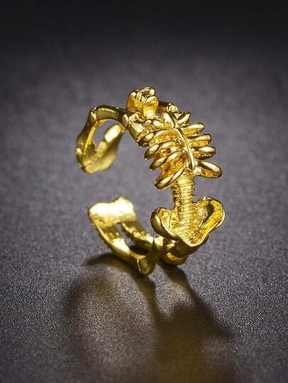 1pc Unisex Vintage Gold Skull Ring