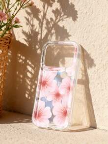 1个柔软透明手机壳，饰有可爱的樱花花瓣图案，采用防滑气囊设计，兼容 11/12/13/14/15/16/17 Pro Max - 彩色 - 查看 3