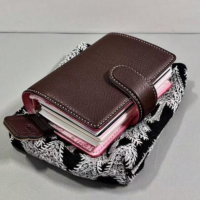 1pc Vintage Chocolate Powder A7 Leather Journal Notebook, High-Quality Student Notepad With Detachable Pages, Portable Back To School Essential