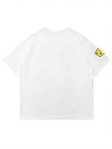 OBM Men X TOM & JERRY 男士简约汤姆和杰瑞“好朋友”图案印花圆领短袖T恤，夏季 - 白色 - 查看 2