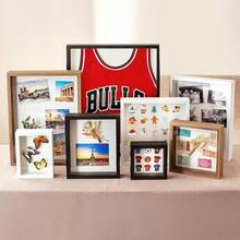8x8 Inch Photo Frame Display Box: Ideal For Wedding Keepsakes, Collectibles And Art Exhibitions - Wooden Storage Box With Glass Cover - Black - View 8