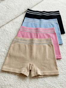 Kit Of 4-Pack Of Imported Women's Ribbed Short Briefs With High Waist. - Multicolor - View 1