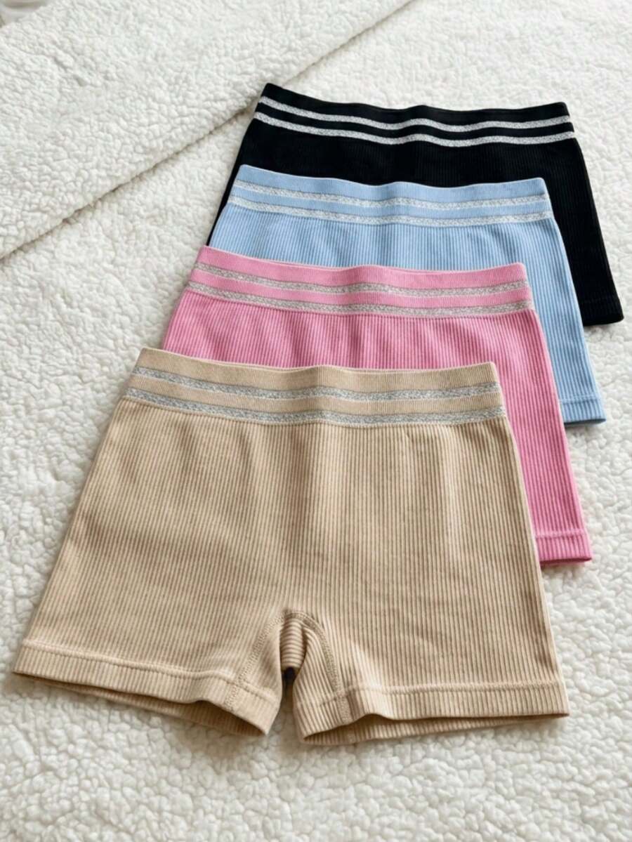 Kit Of 4-Pack Of Imported Women's Ribbed Short Briefs With High Waist. - Multicolor - View 1