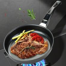 Stainless Steel Flat Frying Pan For Eggs And Steaks, Non-Stick Grill Pan For Barbecue, Smoke-Free Cookware With Packaging Box Set. Suitable For Home Use. - Black - View 5
