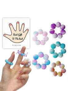 5pcs Sensory Fidget Rings - Designed To Relieve Anxiety And Stress. Adjustable Rings, Multi-Color Gradient. Suitable For Adults, Finger Massager - Different Textured Spiky Beads Stress Relief Rings, Suitable For Home, Outdoor, School, Office, Travel And Other Scenarios - Great Gift For Various Occasions - Multicolor - View 11