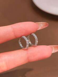 一对6-10毫米钻石耳环，S925或925纯银材质，简约休闲女士耳环，高品质珠宝礼品，节日/生日礼物，适合日常佩戴 - 滿鑽耳環 - 查看 6