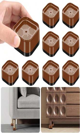8 elevadores de muebles ajustables Hnndlra, elevadores de cama de gran resistencia, altura de 1 o 2 pulgadas, elevadores de cama cuadrados y apilables de 1 o 2 pulgadas para patas de escritorio, mesa, sofá, silla, marco de cama, dormitorio, color marrón