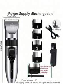 1pc Rechargeable Pet Hair Trimmer Electric Quiet Grooming Kit, Suitable For Dogs, Cats And Other Pets - Multicolor - View 11