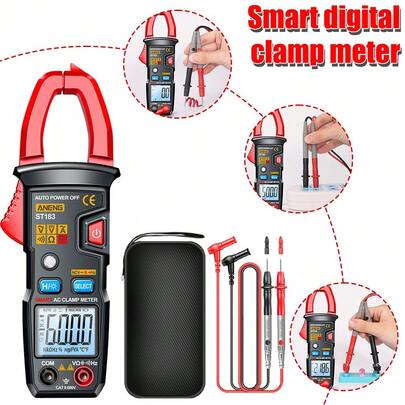 ST183 4000 Counts Digital Clamp Meter  Current Multimeter Ammeter Voltage Tester Car Amp Hz Capacitance NCV Ohm Tool Battery Included.