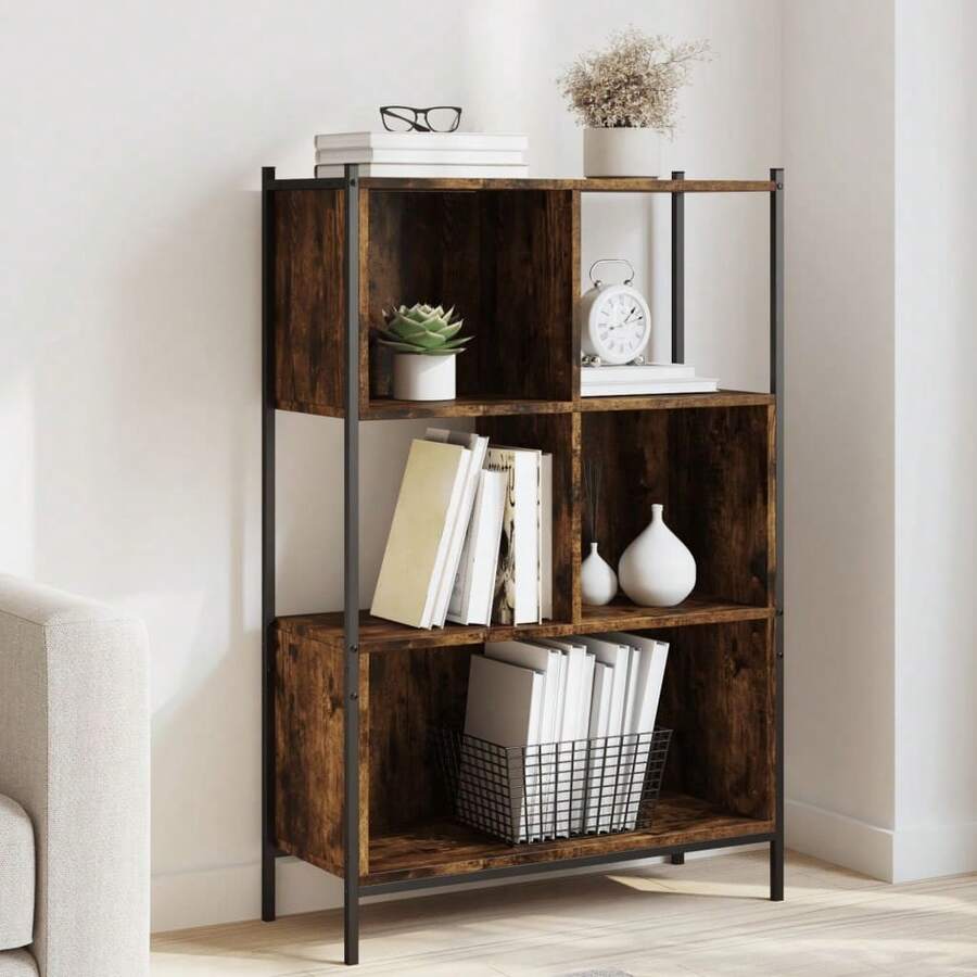 vidaXL Bücherregal Räuchereiche 72x28x109 cm Holzwerkstoff - Braun - Übersicht 1