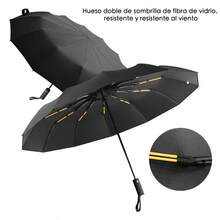 Mustarpicking 24 Guarda-chuva Reforçado com Armação de Costela para Homens de Negócios, À Prova de Vento, Guarda-sol Protetor Solar para Mulheres - A - Visão 6