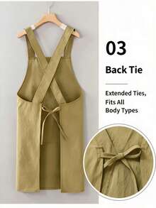 双口袋厨房/烹饪/烧烤围裙，男女通用，防水轻便，适合烧烤、餐厅、花园、咖啡厅等场所。 - 雙口袋 - 查看 4