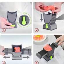 Meat Slicer Cleaver Kitchen Knife Set Food Slicer For Meat Slicing Shredding Manual Fresh Meats Cutter For Beef Pork Mutton For Home Cooking BBQ Hot Pot - Grey - View 6