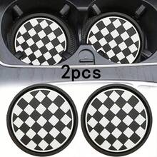 2pcs Checkerboard Car Cup Holders - Non-Slip & Dust-Proof, Easy To Clean - Fit Most Vehicles, Fashionable Design - Chessboard - View 7
