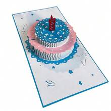 3D Pop-Up Hollowed Out Flowers Birthday Card 2-Layer Birthday Cake Greeting Card With Wishes Creative Gift Card - Multicolor - View 11