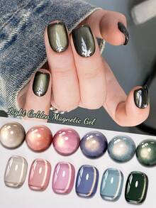 10毫升水光金猫磁性凝胶指甲油香槟裸粉色半永久可卸UV凝胶水晶指甲油美甲水光美甲凝胶指甲油金闪粉可卸UV LED凝胶美甲用品 - 彩色 - 查看 4