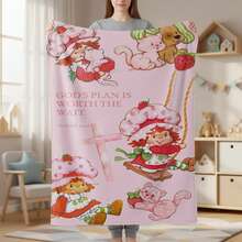 S-Strawberry Pink Shortcake Throw Blanket – Fluffy Plaid Picnic & Camping Blanket, Soft & Cozy Portable Sofa Decor, Downy King Lid Blanket For All-Season Comfort - 照片-24 - 查看 2