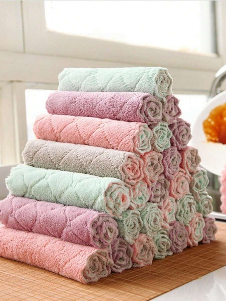 20pcs/10pcs/5pcs Super Absorbent Thickened Microfiber Dishcloths - Non-Shedding, Grease-Resistant Kitchen Cleaning Rags, High-Quality Fabric, Household Cooking, Dish Drying, Reusable - Absorbent Cloth - View 1