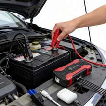 1 Arrancador de Emergência Automotivo Multifuncional, Bomba de Ar para Bateria de Carro, Cabos Auxiliares de Bateria, com Carregador Portátil, Luz de Emergência LED, Martelo de Segurança, Bússola - Multicolorido - Visão 7