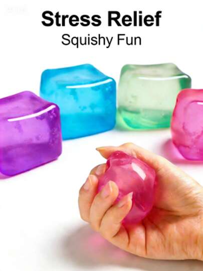5pcs/3pcs/2pcs/1pc Ice Cube Malt Soft Fidget Toys, Adult Office Desk Stress Relief Finger Toys, Portable Sensory Toys For Daily Relaxation & Travel