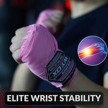 Vendas de Boxeo Guantes Interiores, elásticas, con Lazo para el Pulgar, Estilo Mexicano, para Debajo de los Mitones - Rosa liso - Ver 5