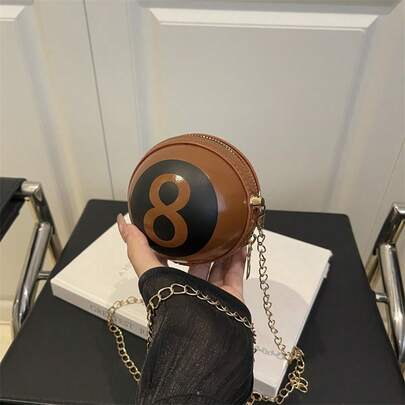 2026 Black 8-Ball Sling Bag - Multifunctional Stationery/Earphone Storage Pouch, Waterproof | Suitable All-Season Gift For Students And Teachers