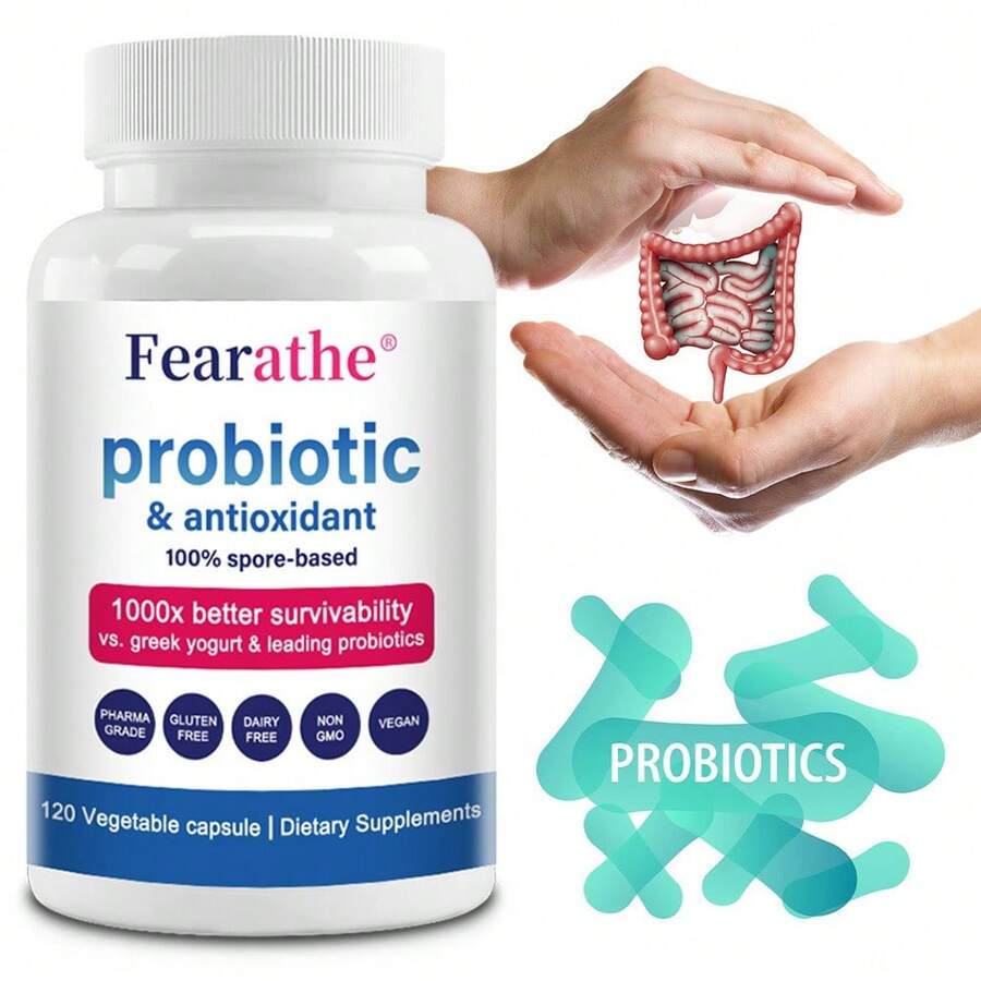 Fearathe Probiotics & Antioxidant - Support Digestive And Immune Health, Improves Sleep And Promotes Clear Skin - 120 Capsules - 1 Bottle - View 1