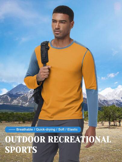 Men's Long Sleeve Crew Neck Pullover With Slight Stretch Fabric, Comfortable Knit Top For Daily, Professional Fishing Suit,Sports, And Casual Wear, Perfect For Adults And Teens In Spring, Summer, And Fall Seasons
