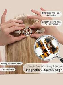 Strong Magnetic Hair Clips - Dual Design For Seamless Hidden Wear, Easy Everyday Hairstyles, Suitable For All Hair Types, Durable And Secure, Perfect For Daily Use, Parties, Holidays And More - Black + Leopard Print - View 4