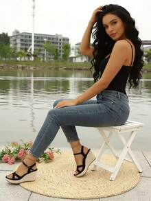 新款夏季厚底凉鞋，多功能厚底防水，增高显瘦 - 黑色 - 查看 3