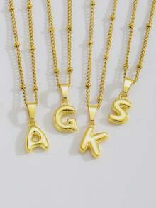 1件简约时尚创意Y2K风格26个英文字母金色不锈钢项链，适合女士日常休闲佩戴，个性化锁骨项链，适合作为圣诞节、情人节、母亲节等节日礼物，精致礼品 - 金黃色 - 查看 4