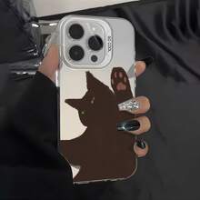 Funda para Teléfono - Una encantadora funda para teléfono de gato negro, diseñada para el  16 Pro Max, compatible con modelos como el 11, 15, 14, 13 y 12 Pro Max.Estas fundas a prueba de golpes en negro y plata son excelentes regalos cristianos para el Ramadán. - Plateado - Ver 2