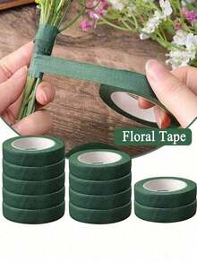 Green Floral Tape For DIY Wedding Bouquet Stem Wrapping, Adhesive Bouquet Tape For Flower Shop Valentine's Day Mother's Day Bouquet Packaging, Floral Arrangement Decoration, Wedding Supplies - 綠色 - 查看 10
