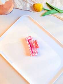 4pcs/Set Heart Print Hair Clips For Valentine's Day, Women Strong Grip Rectangular Hairpins With 4 Different Heart Designs In Pink Tones, Suitable For Various Valentine's Day Looks, Strong Non-Slip Grip - Multicolor - View 2