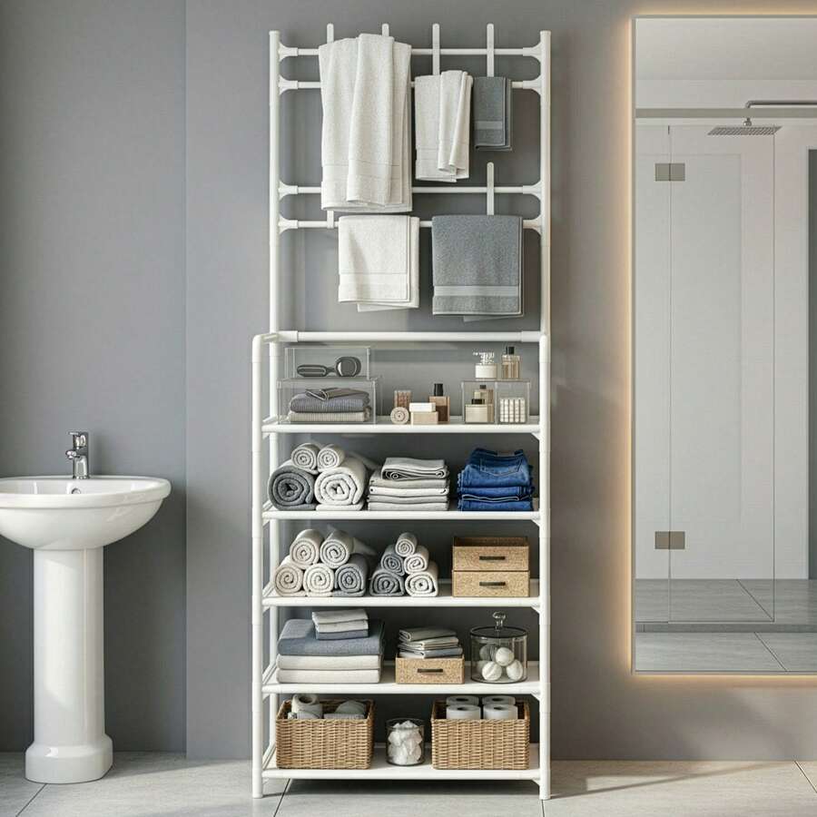 Perchero Organizador Hogar Ropa Armario Closet Rack Metálico - Blanco - Ver 1