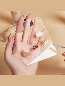 Acrylic Transparent Foundation Mixing Palette, Stainless Steel Mixing Spatula Set, Double-Ended Foundation Mixing Knife For Makeup, Nail Art, Beauty - Multicolor - View 5