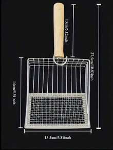 Large Stainless Steel Litter Scoop With Fine Mesh, Cat Litter Scooper Poop Shoveling Tool - Multicolor - View 5