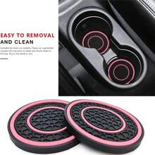 2pcs Universal Car Cup Holder Mats, Premium Rubber Cup Pads In Multiple Colors, Non-Slip Dust-Proof Easy To Clean Interior Accessories, Dedicated Cup Holder Protective Mats! Premium Rubber In Multiple Colors Available - 2pc Double-ring Mesh Anti-slip Coaster - View 12