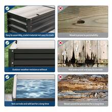 Galvanized Raised Garden Bed with Legs, 50*17*32 in Large Elevated Planter Box for Outdoor Vegetables, Flowers & Herbs, Sturdy Metal Raised Beds for Backyard, Patio, Balcony, Black - Negro - Ver 5