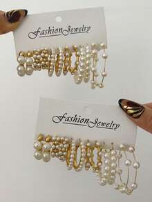 24/12 طقم أقراط لؤلؤية للنساء، أقراط لؤلؤية بسيطة، أقراط حلقية معدنية أنيقة عتيقة متعددة العناصر مزينة بالؤلؤ الاصطناعي، مناسبة للعطلات والحفلات والمواعيد والتنقل اليومي، أقراط متعددة الاستخدامات، هدية عيد الحب والذكرى السنوية للسيدات - ذهبي أصفر - مشاهدة 4