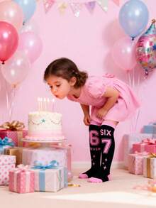 1 Pair 67 Digital Knee High Socks For Kids Girls, Six Seven 6 7 Meme Long Socks, 67 Six Seven Valentine Day Gift, 67th Birthday 67 Birthday Over The Knee Socks Gift, Baseball Number 6 7 Socks, Fun Girly Aesthetic Star Socks - Multicolor - View 8