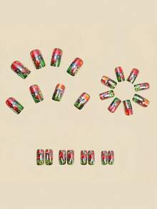 Red Mushroom Pattern Design For Nails 24 Pieces Of Nails Press On Fake Nails Nails Supplies Art Y2k Nails - Red - View 2
