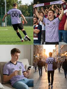 2026新款男士足球球衣，可定制姓名、号码、队徽，V领短袖设计，比赛服，运动训练服，吸湿透气面料，适合球队比赛、训练、运动、休闲穿着、加油助威，春夏送礼佳品 - 彩色 - 查看 7