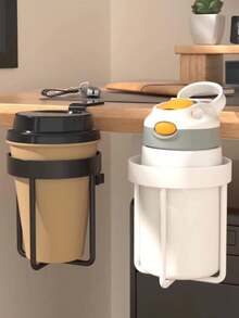 1pc Desk Edge Mounted Cup Holder, Office Desk Top Water Cup Storage Clip Stand, Cup Tray Organizer - A - View 9