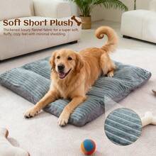 Snug Warm Striped Pet Bed - Gray/Green Washable Dog Bed & Cat Sleeping Pad, Plush Comfort Dog House & Soft Cat Mat For Cold Winter Days - Xám - Xem 9