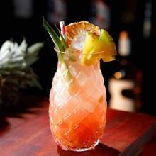 1pc Luxury Embossed Pineapple Cocktail Glass, Juice Glass, Barware Glass - Transparent - View 15