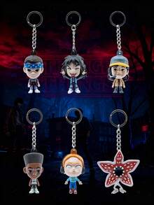 Netflix 1/6 peças Chaveiro Colecionável Figura Miniatura 3D Oficial de Stranger Things, Eleven, Eddie Munson, Dustin, Lucas, Max, Demogorgon, Estilo Anime Decoração de Mesa Chaveiro, Presente de Fã do Dia dos Namorados - chaveiro - Visão 6