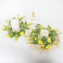1pc Artificial Flower Wreath With Daisy And Eucalyptus Leaves, Suitable For Celebration Occasions And Home Decor, Such As Weddings, Holiday Parties, Entryways Or Bedrooms, Creating A Fresh And Cozy Decorative Effect. - Multicolor - View 4
